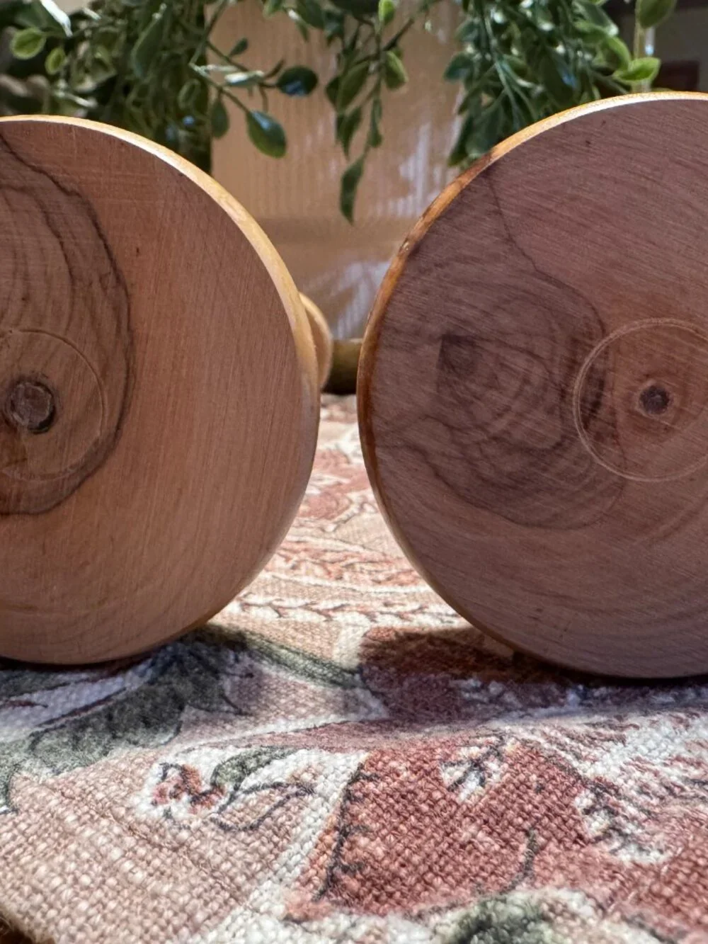 Pair of Vintage Olive Wood Candlesticks Hand Carved Open Twist Candle Holders